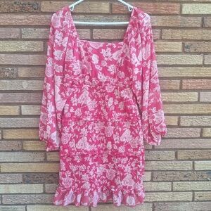 Sim & Sam Medium Pink and White Floral Dress
